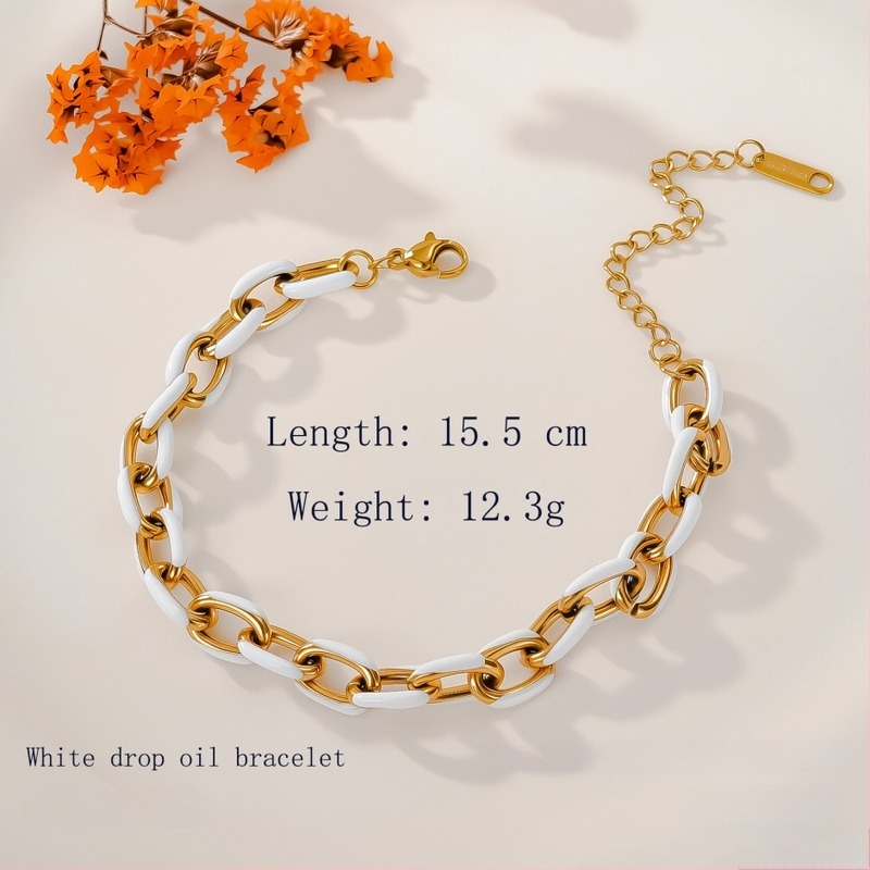 Puzzle titán acél nyaklánc és karkötő szett — szabályos lánc, könnyű luxus stílus