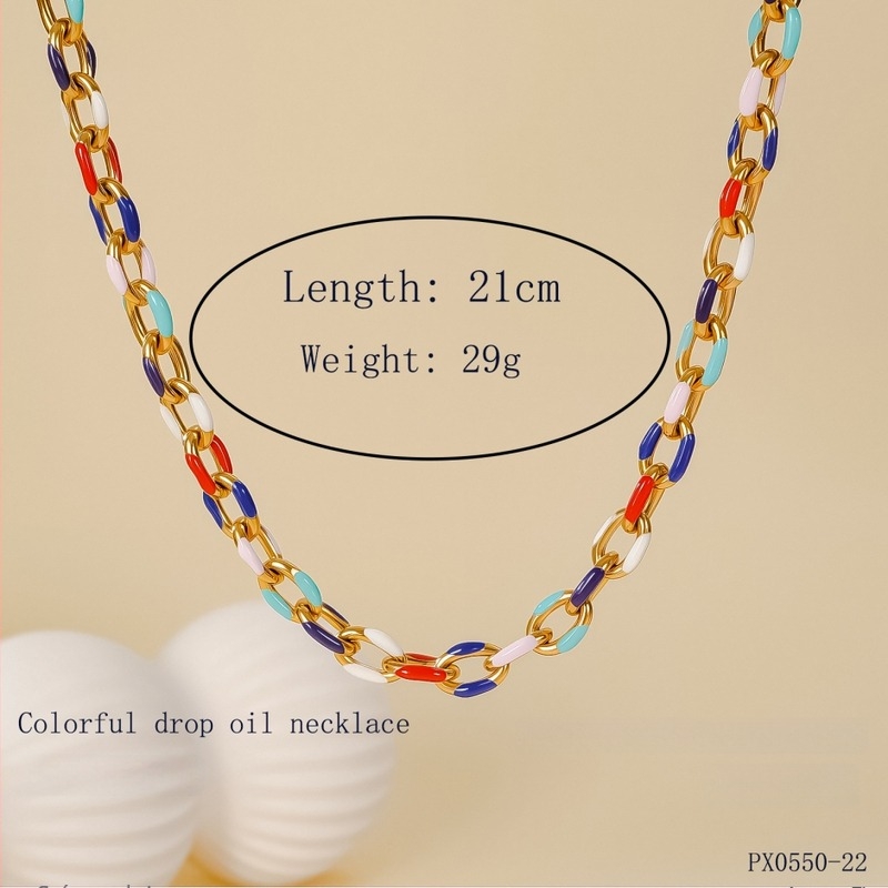 Puzzle titán acél nyaklánc és karkötő szett — szabályos lánc, könnyű luxus stílus