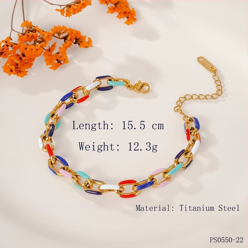 Puzzle titán acél nyaklánc és karkötő szett — szabályos lánc, könnyű luxus stílus