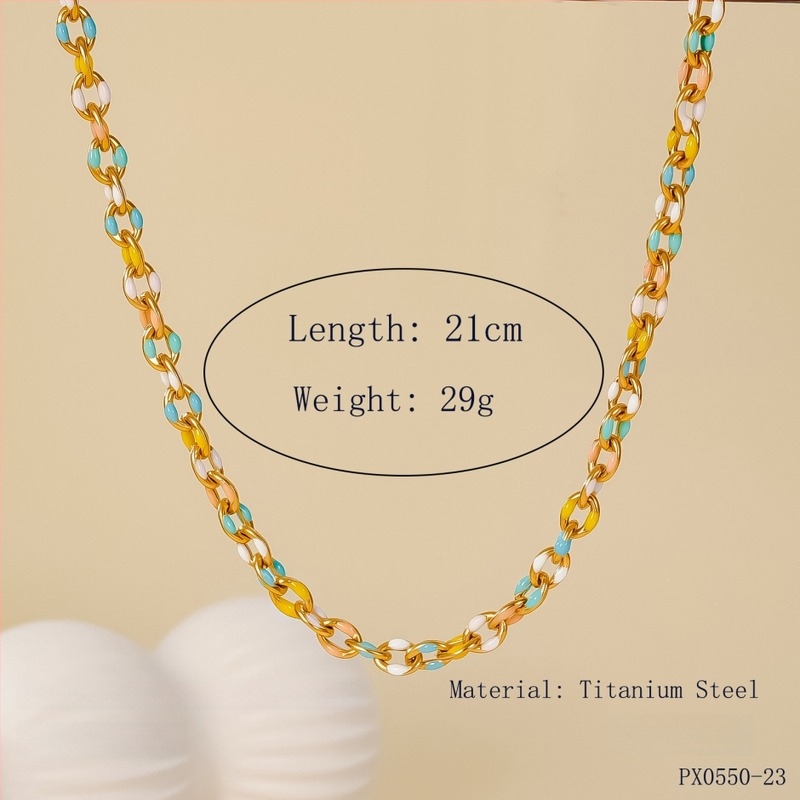 Puzzle titán acél nyaklánc és karkötő szett — szabályos lánc, könnyű luxus stílus