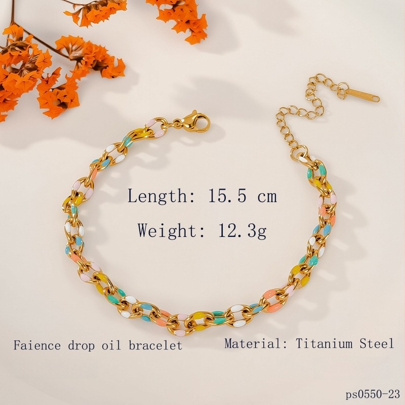 Puzzle titán acél nyaklánc és karkötő szett — szabályos lánc, könnyű luxus stílus