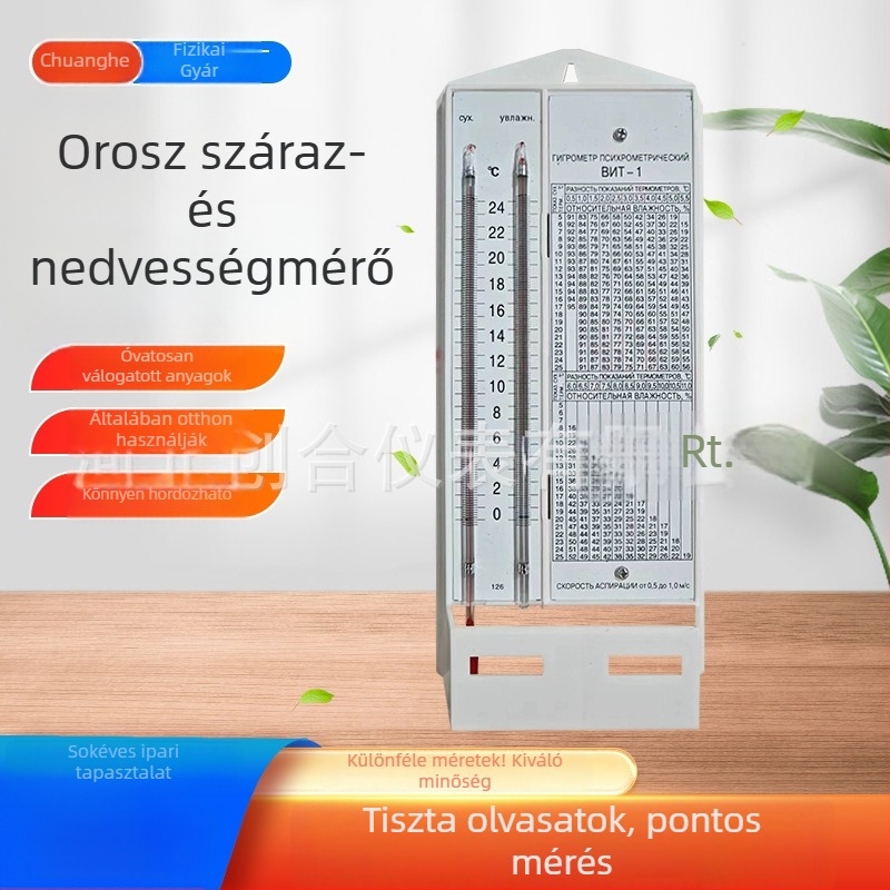 Ipari és laboratóriumi felhasználású száraz–nedves gömbhőmérő, mér hőmérsékletet és páratartalmat, logó testreszabás