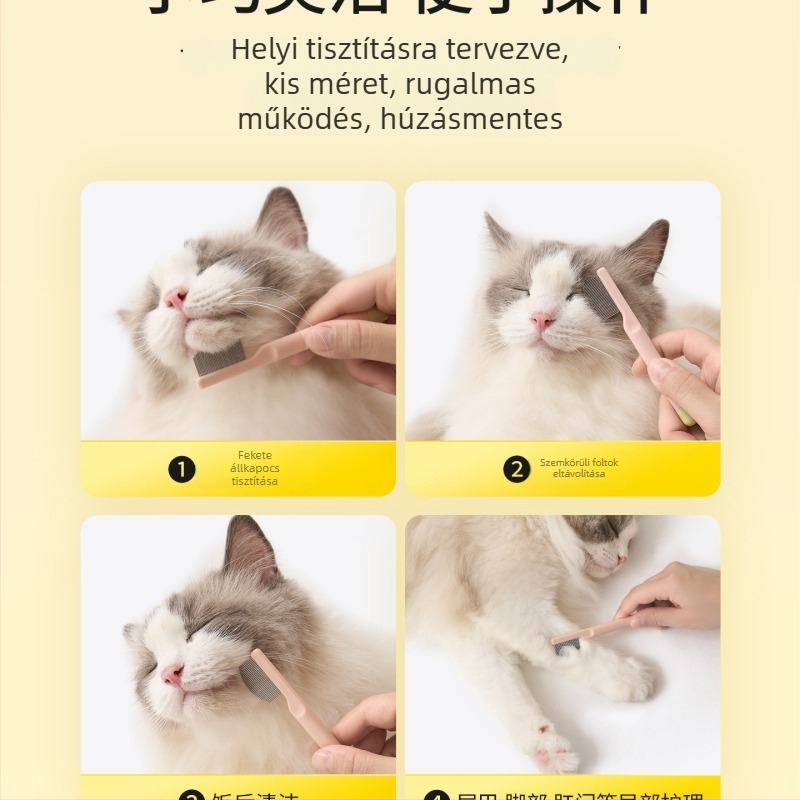 Linchen Ápoló fésű háziállatok számára – könnypigmentek alatti terület ápolására, macskák és kutyák számára; Anyag: Egyéb