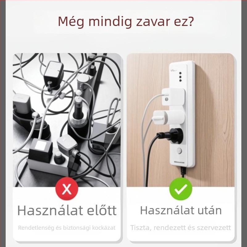 Fali elosztó tartó önragasztó kábelrendezővel – fúrás nélkül