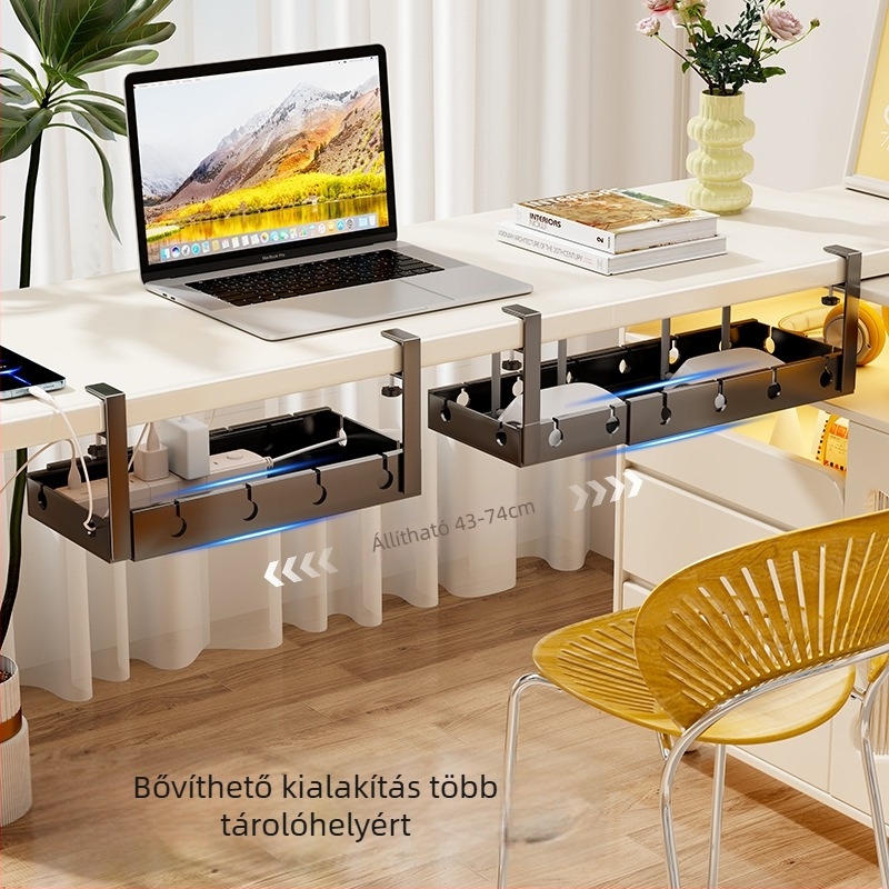Asztali kábel- és power‑strip rendező doboz — kábelek rendszerezése és töltő tárolása