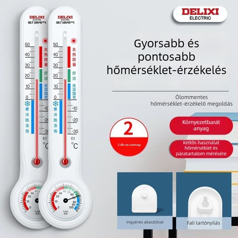 Beltéri falra szerelt hőmérő és páratartalom-mérő, magas precízitású babaszobába