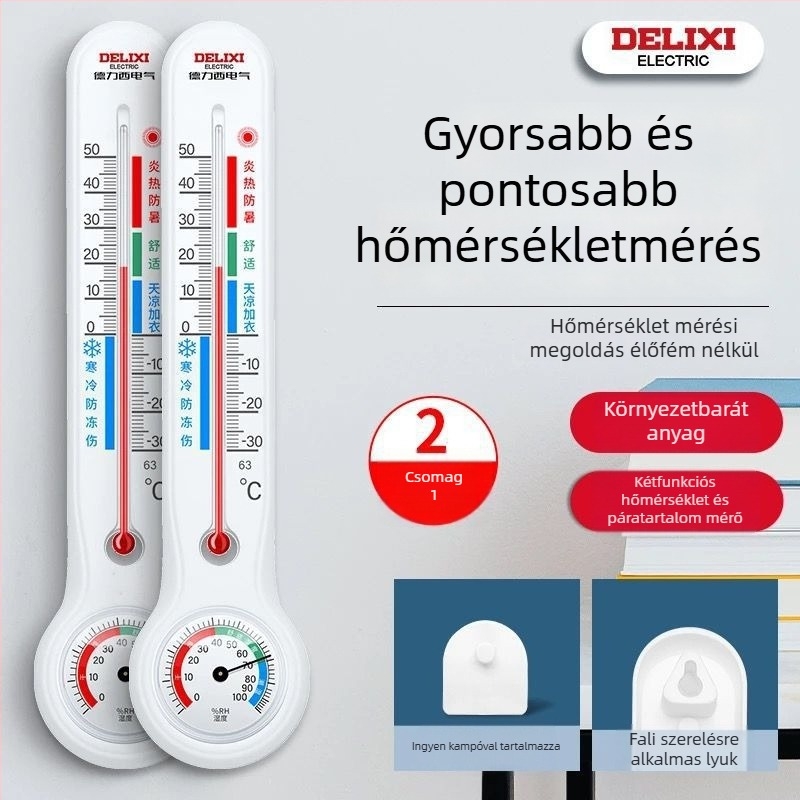 Beltéri falra szerelt hőmérő és páratartalom-mérő, magas precízitású babaszobába