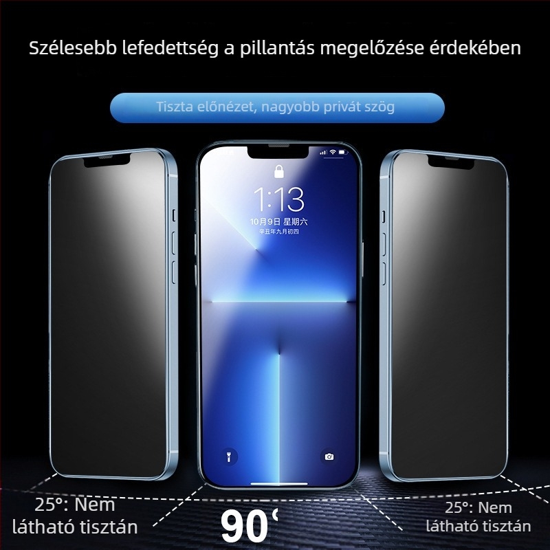 iPhone kijelzővédő edzett üveg – matt felület, ujjlenyomat-mentes, kémlelést gátló