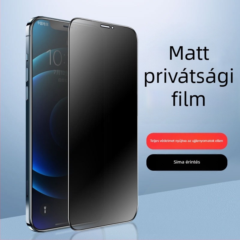 iPhone kijelzővédő edzett üveg – matt felület, ujjlenyomat-mentes, kémlelést gátló