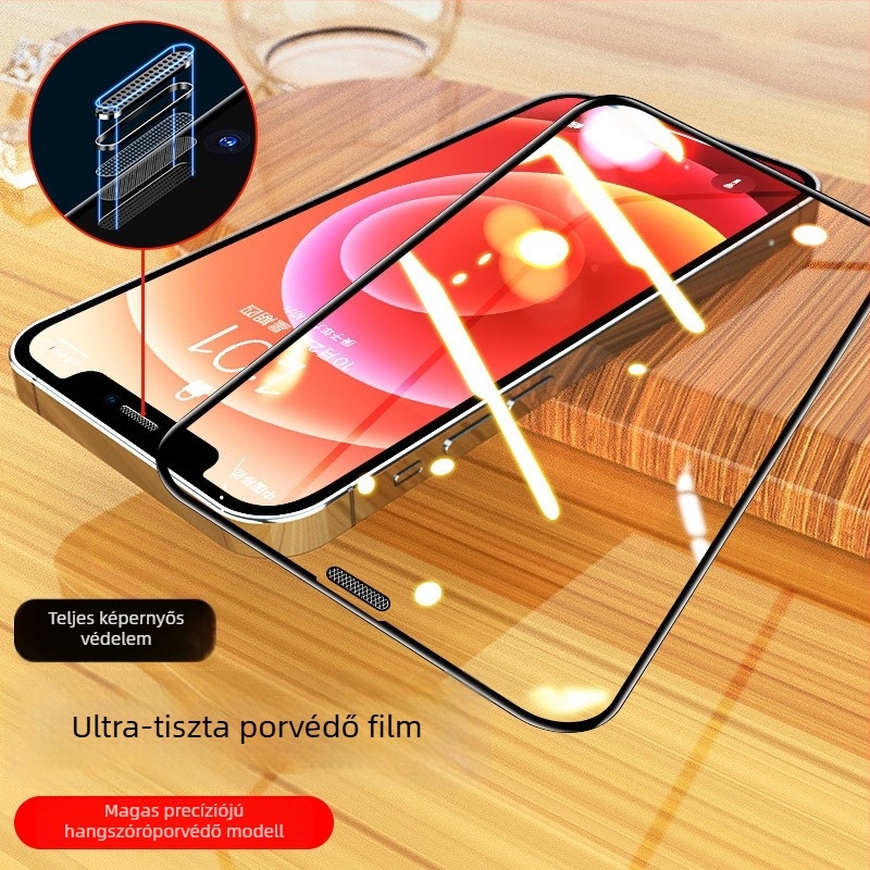 iPhone kijelzővédő edzett üveg – matt felület, ujjlenyomat-mentes, kémlelést gátló