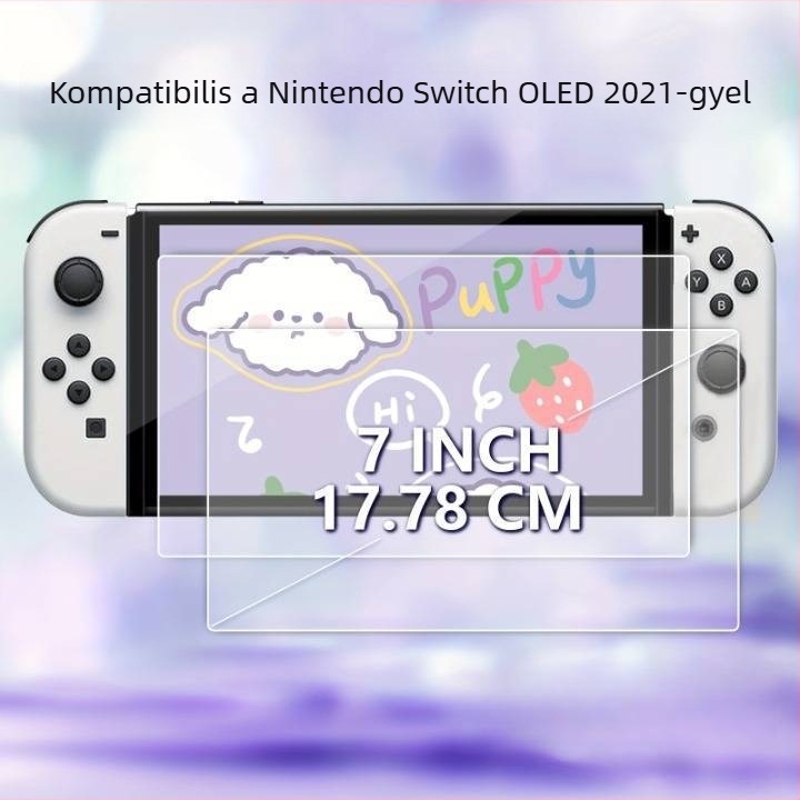Tempered üveg képernyővédő Nintendo Switch OLED-hez – 0,33 mm, >93% átlátszóság, HD tisztaság, ujjlenyomat-mentes, ütésálló, porálló