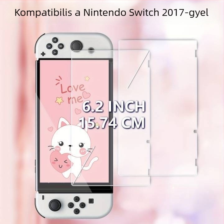 Tempered üveg képernyővédő Nintendo Switch OLED-hez – 0,33 mm, >93% átlátszóság, HD tisztaság, ujjlenyomat-mentes, ütésálló, porálló