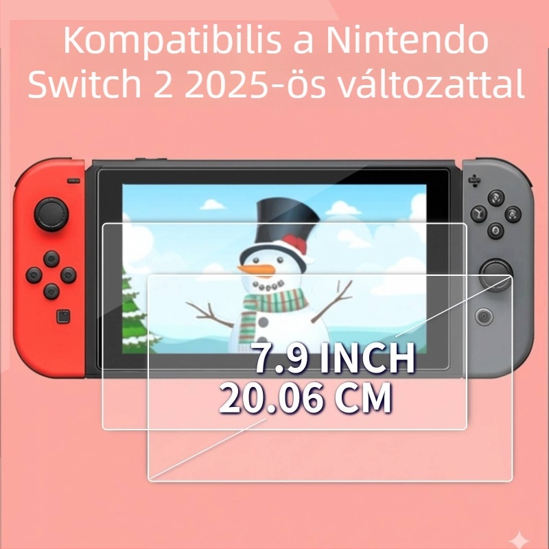 Tempered üveg képernyővédő Nintendo Switch OLED-hez – 0,33 mm, >93% átlátszóság, HD tisztaság, ujjlenyomat-mentes, ütésálló, porálló