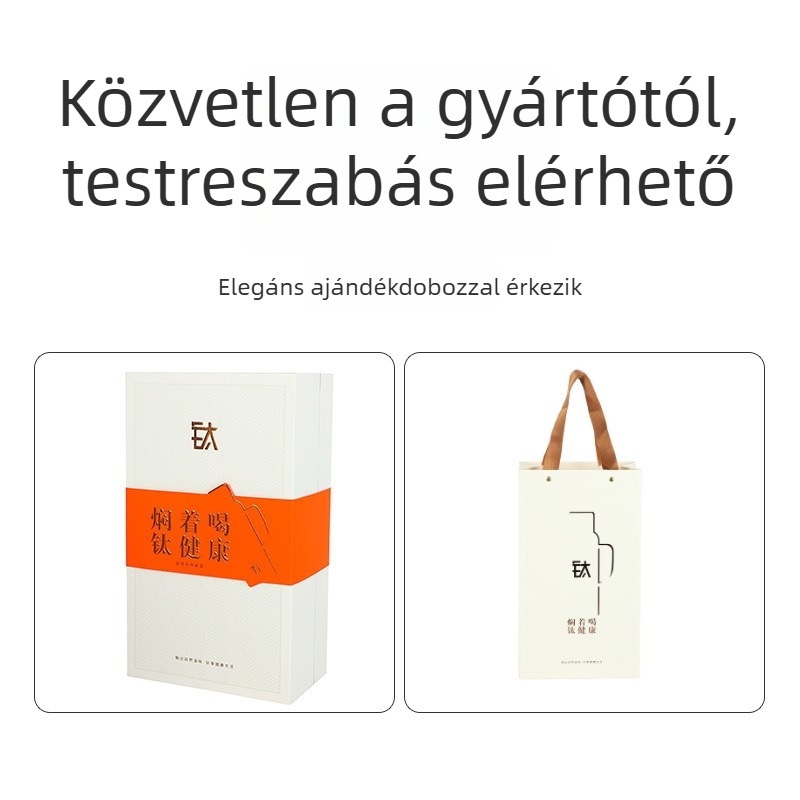 Titánból készült izolált termosz fogantyúval, nagy kapacitás, 6-12 órás szigetelés