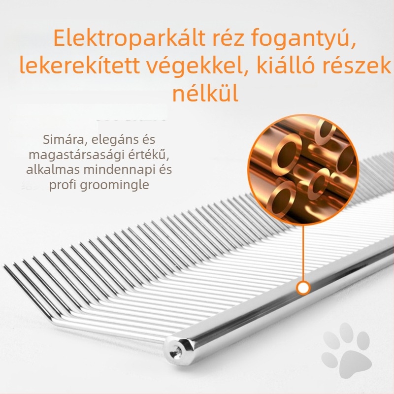 Ívelt szőr- és ápoló fésű háziállatok számára kampóval – acél, márka Perfectionism/Lichao, univerzális használat