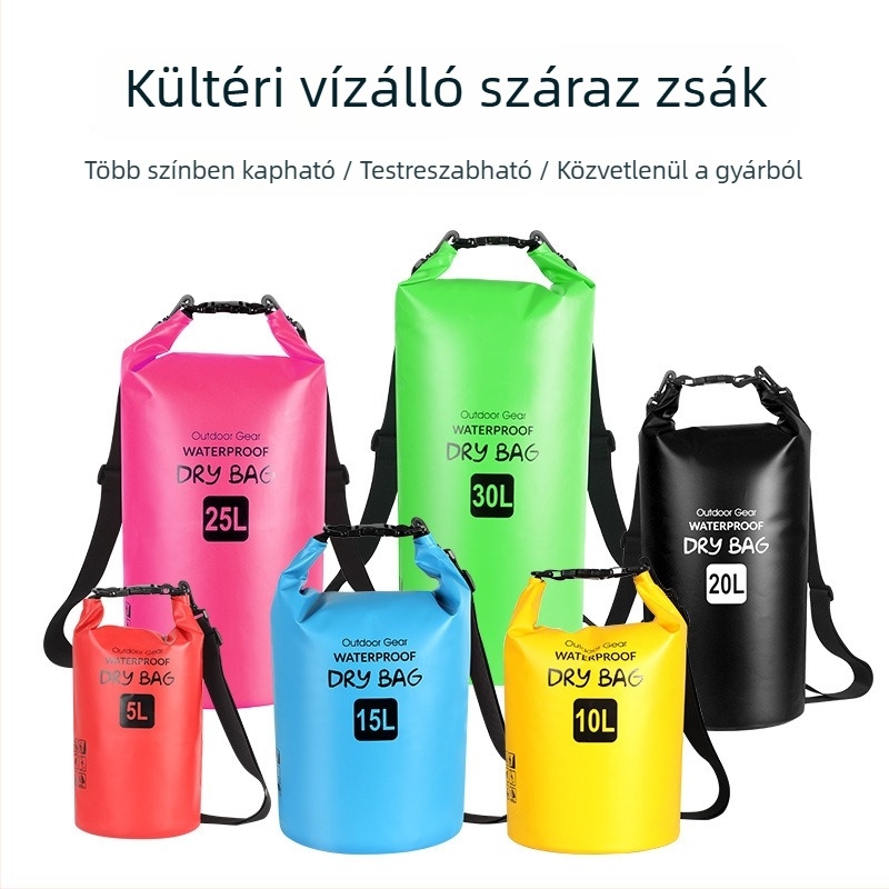 PVC vízálló vödörtáska szabadtéri tevékenységekhez – úszás, búvárkodás, hegymászás, kempingezés – 5L/10L/20L/30L