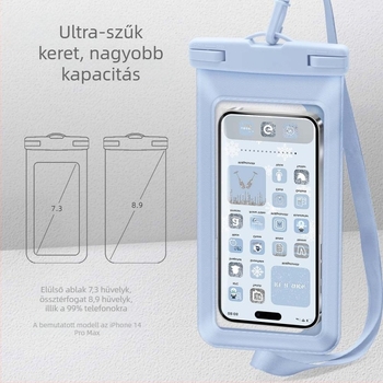 Telefon vízálló tok, átlátszó, érintőképernyő-kompatibilis, PVC+ABS, kültéri használatra