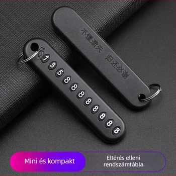 Autókulcs kulcstartó telefonszámtáblával, elvesztés elleni funkcióval, minimalist stílus, műanyag, termékkód 40040