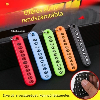 Autókulcs kulcstartó telefonszámtáblával, elvesztés elleni funkcióval, minimalist stílus, műanyag, termékkód 40040