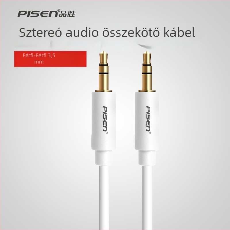 Pisen AUX autóhifi audio kábel, 3,5 mm, aranyozott, oxigénmentes réz, rézmag, CCC tanúsítvány
