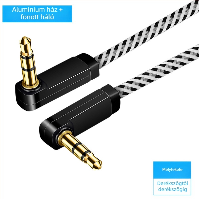 3,5 mm aranyozott férfi–férfi audio kábel PC-hez, mobilhoz és autóhifi rendszerhez