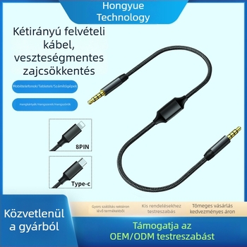 3,5 mm-es audió rögzítőkábel Type-C csatlakozóval — kétirányú hangkártya-interfész élő hangszerhez és számítógéphez/okostelefonhoz zajcsökkentéssel