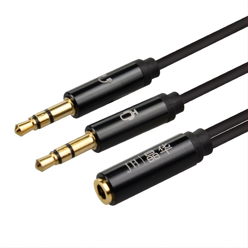 Jinghua 3,5 mm-es audió kábel, két férfi és egy női csatlakozó, 2-in-1 mikrofon és fejhallgató adapter számítógépre és telefonra