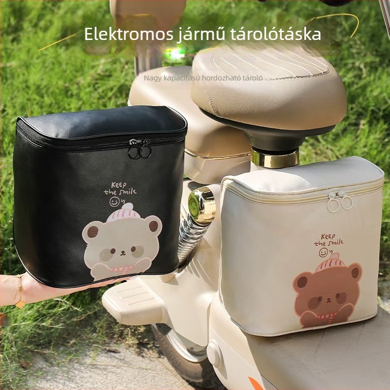 Elölről rögzített tároló táska elektromos kerékpárhoz – telefonszsebbel, nagy kapacitás