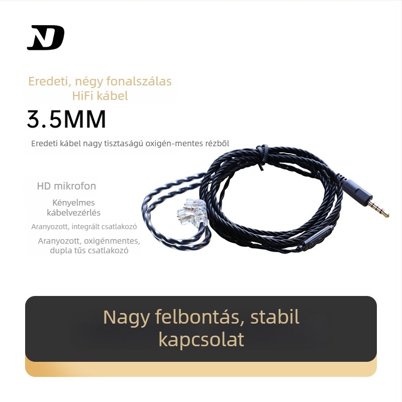 Nd10-3 Közvetlen dugaszú audio kábel fejhallgatókhoz, aranyozott oxigénmentes réz, 3,5 mm / Type-C dugóval, vonalas vezérléssel