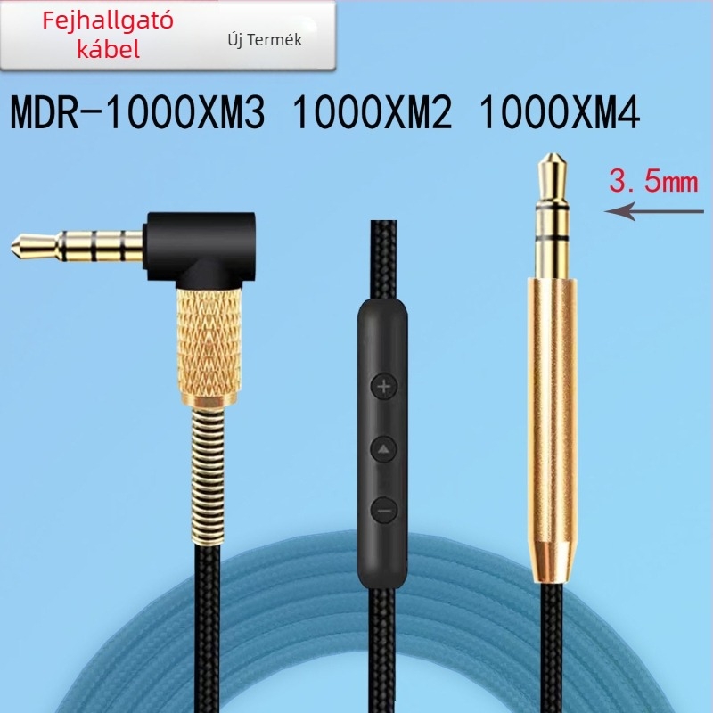 Bose QC35 fejhallgatóhoz való kábel, 2,5 mm-től 3,5 mm-ig, aranyozott csatlakozók, alumínium-ötvözet szál maggal