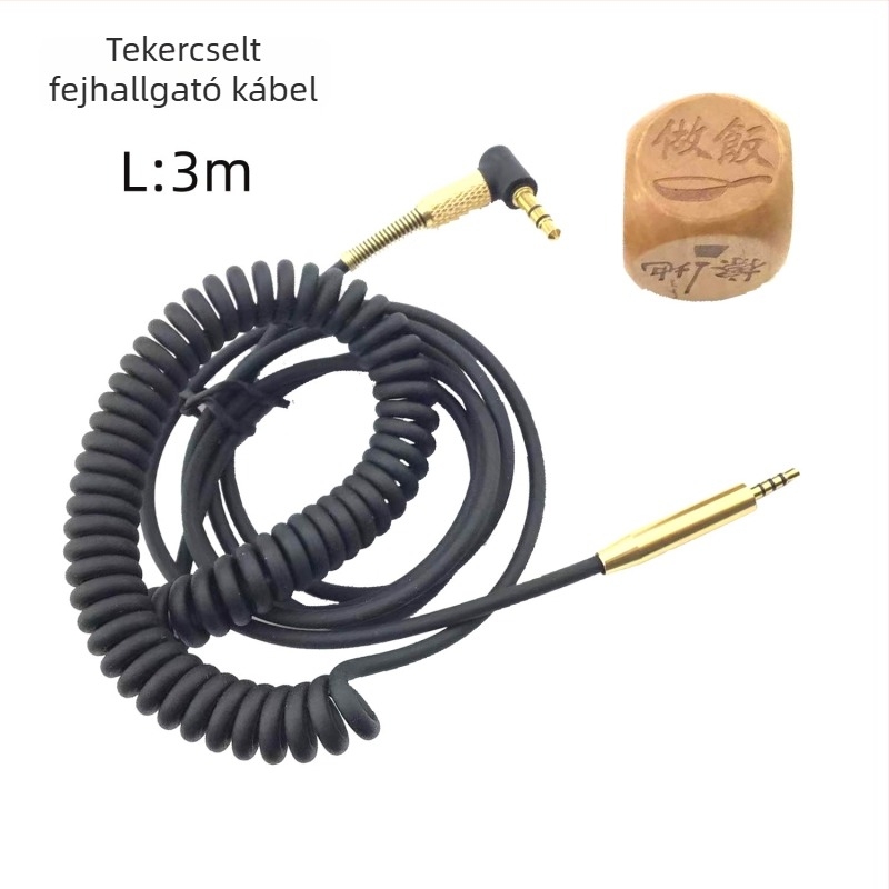 Bose QC35 fejhallgatóhoz való kábel, 2,5 mm-től 3,5 mm-ig, aranyozott csatlakozók, alumínium-ötvözet szál maggal
