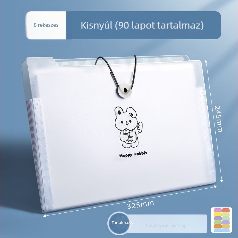 PP-anyagú A4-es mappa, többszintű akordeon rekeszekkel, 8/12 rekesz, 45C vastagság, logónyomtatás, testreszabás elérhető