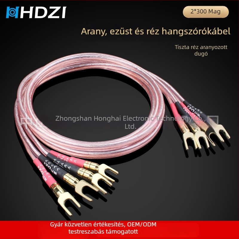 Audiophile hangfal kábel dupla banáncsatlakozóval és fő audio összekötő kábellel