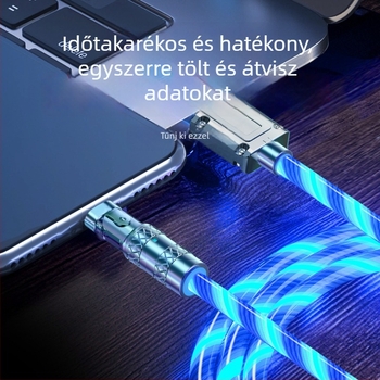 Új 180°-os hajlított USB töltőkábel fényhatással Android és Huawei telefonokhoz