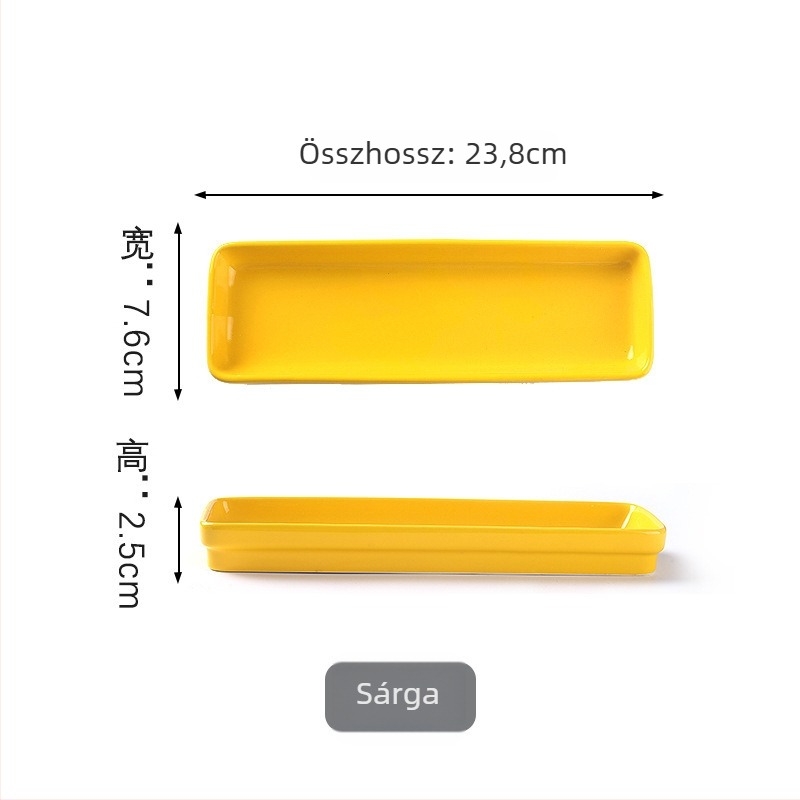 Vékony tál, négyszögletes, csontos porcelán, egyszínű, nordic stílus, mikrohullámú sütőbe alkalmas