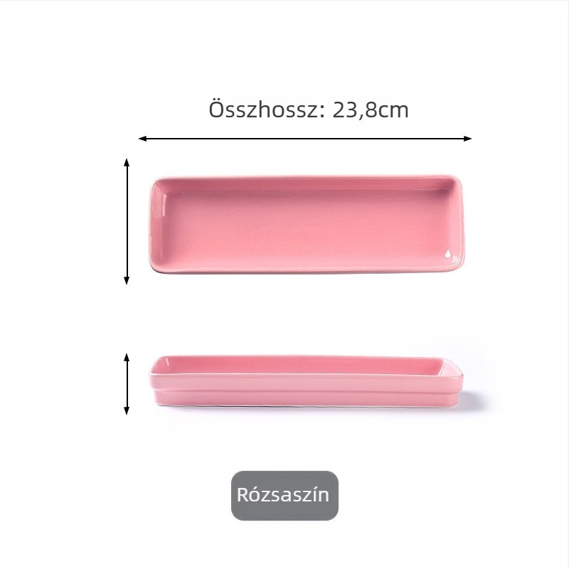 Vékony tál, négyszögletes, csontos porcelán, egyszínű, nordic stílus, mikrohullámú sütőbe alkalmas