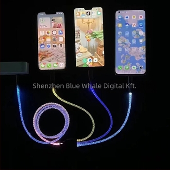 3-in-1 USB töltőkábel Lightning, Micro USB és Type-C csatlakozókkal, 66W, szőtt kivitel