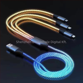 3-in-1 USB töltőkábel Lightning, Micro USB és Type-C csatlakozókkal, 66W, szőtt kivitel