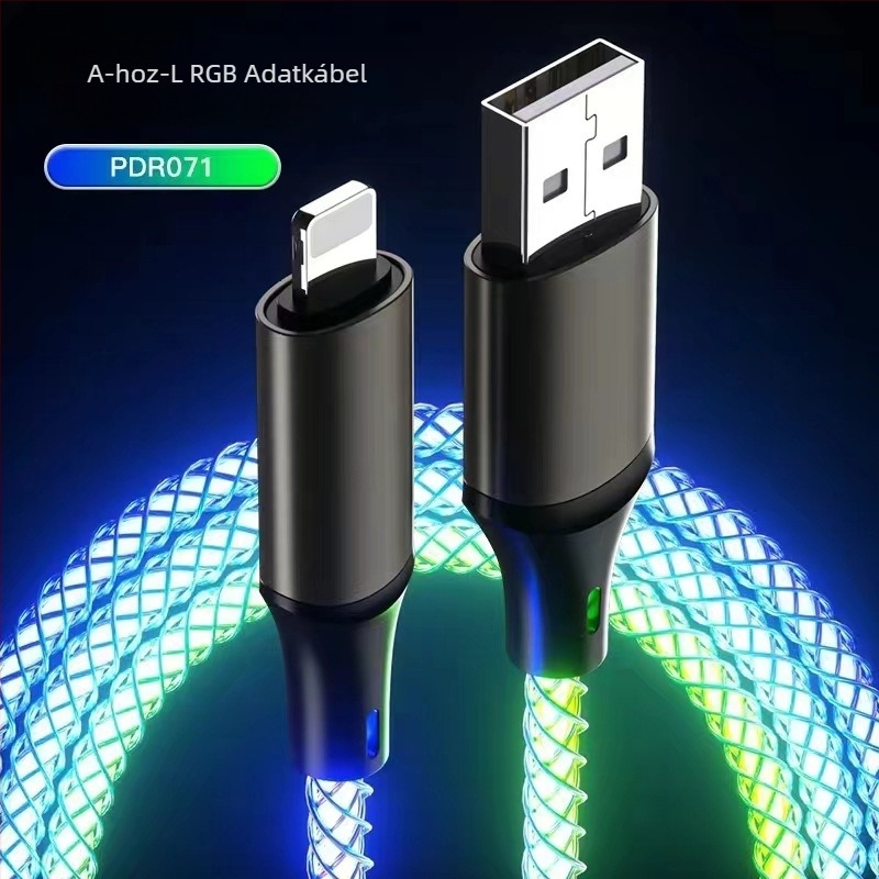 3-in-1 USB töltőkábel Lightning, Micro USB és Type-C csatlakozókkal, 66W, szőtt kivitel