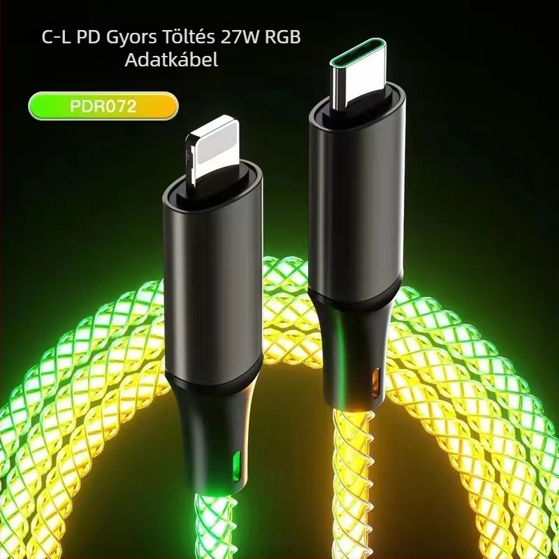 3-in-1 USB töltőkábel Lightning, Micro USB és Type-C csatlakozókkal, 66W, szőtt kivitel