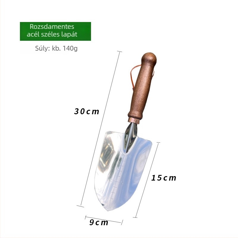 Kerti lapát rozsdamentes acélból, fa nyéllel, BD-GT088, kertészkedéshez, növényeknek cserepben és háztartási használathoz (feldolgozás testreszabható: Igen)