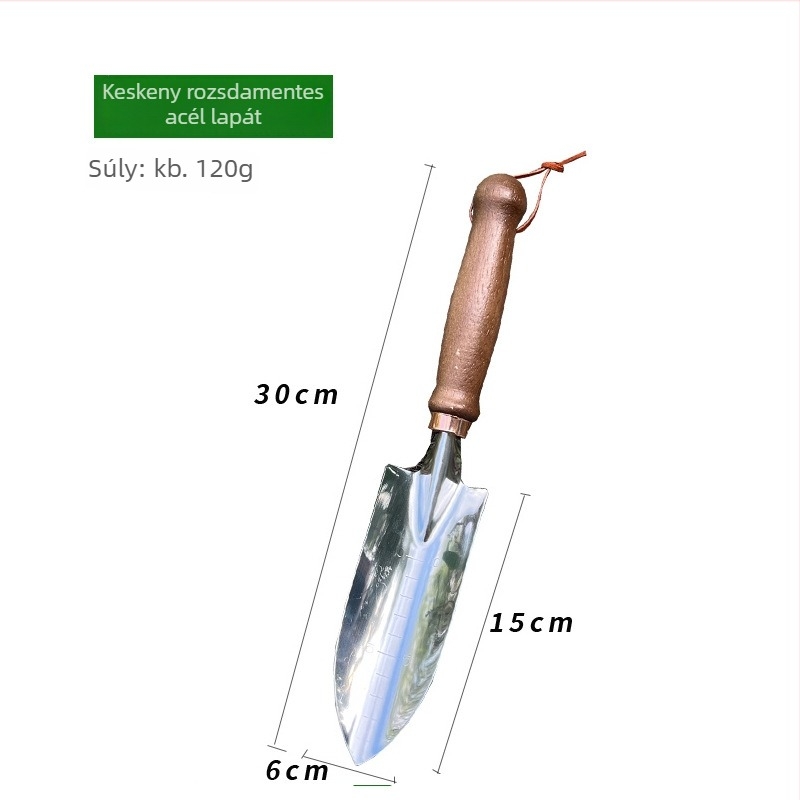 Kerti lapát rozsdamentes acélból, fa nyéllel, BD-GT088, kertészkedéshez, növényeknek cserepben és háztartási használathoz (feldolgozás testreszabható: Igen)