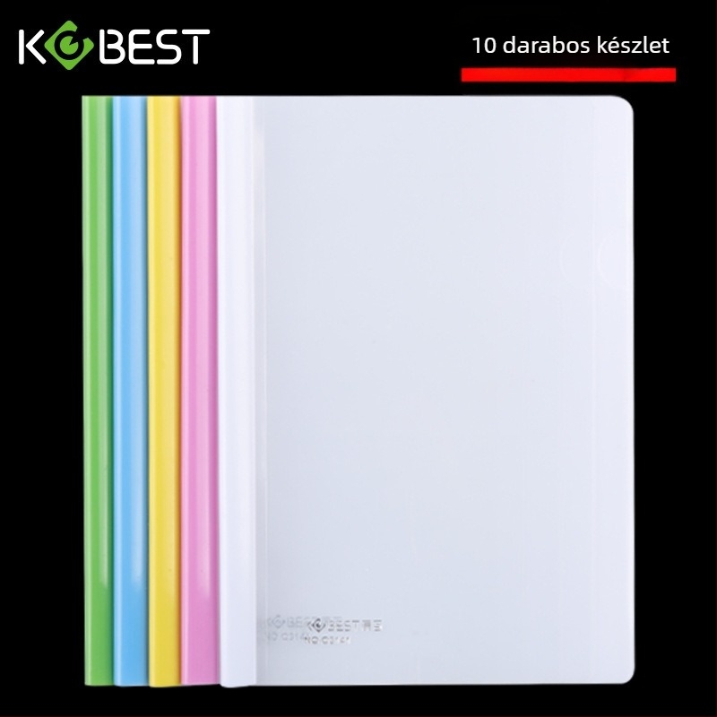 Kobest karos záras mappa – többszintű átlátszó dokumentum mappa, 10 darabos készlet, PP anyag, lemez vastagsága 0.17 mm