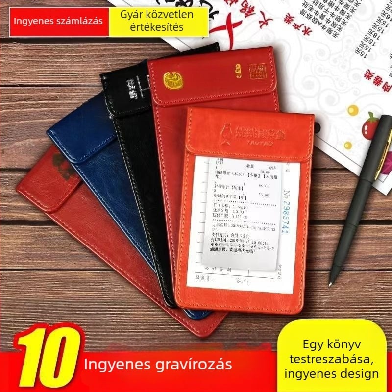 Bőr menüklip – tábla kapocs, modell 1, logó nyomtatás