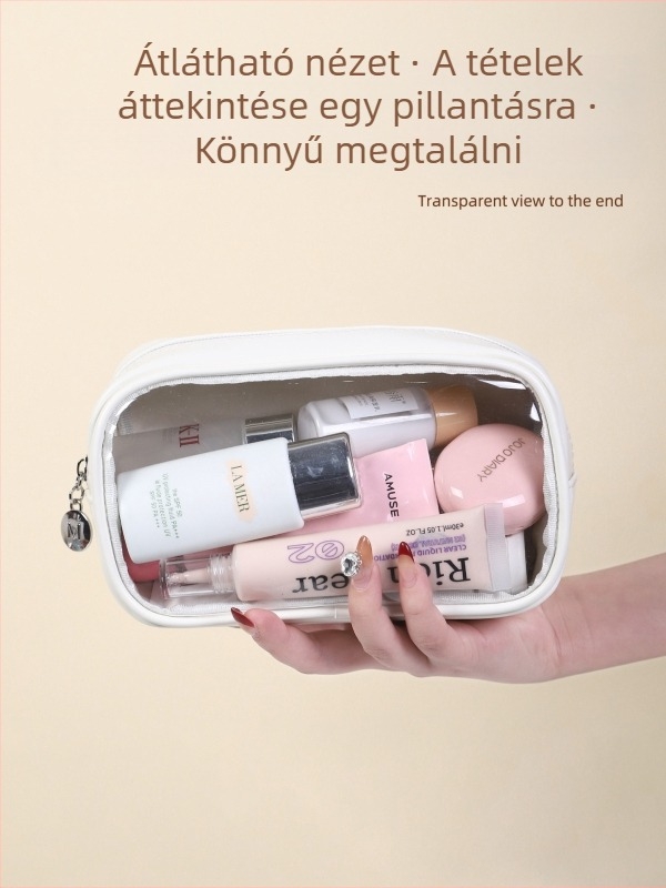 PU anyagú kozmetikai táska, vízálló, átlátszó, poliészter bélés, Riker márka