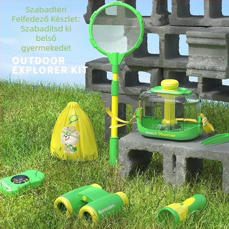 Rovarfigyelő készlet iránytűvel, nagyítóval és teleszkóppal – műanyag, DIY, fizika témájú oktató játék 4–6 éveseknek