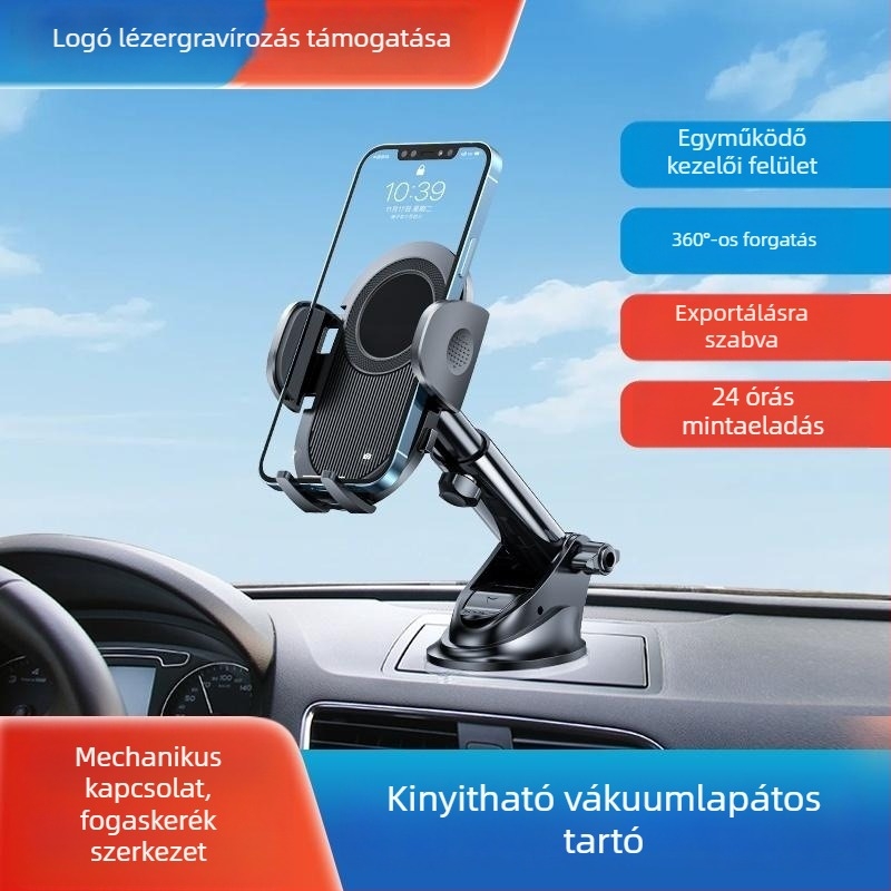 Autótelefon-tartó a szellőzőnyíláson, rezgésmentes, 3 másodperces gyors felhelyezés, műszerfalhoz illeszkedő, logó gravírozás támogatott