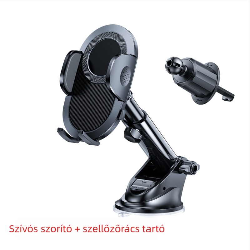 Autótelefon-tartó a szellőzőnyíláson, rezgésmentes, 3 másodperces gyors felhelyezés, műszerfalhoz illeszkedő, logó gravírozás támogatott