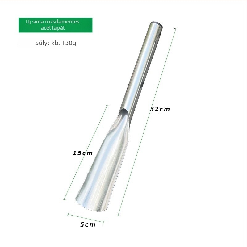 Egy darabból álló rozsdamentes acél ásó a kertészkedéshez — virágok és zöldségek ültetésére, vad növények ásására; otthoni használatra; testreszabható.