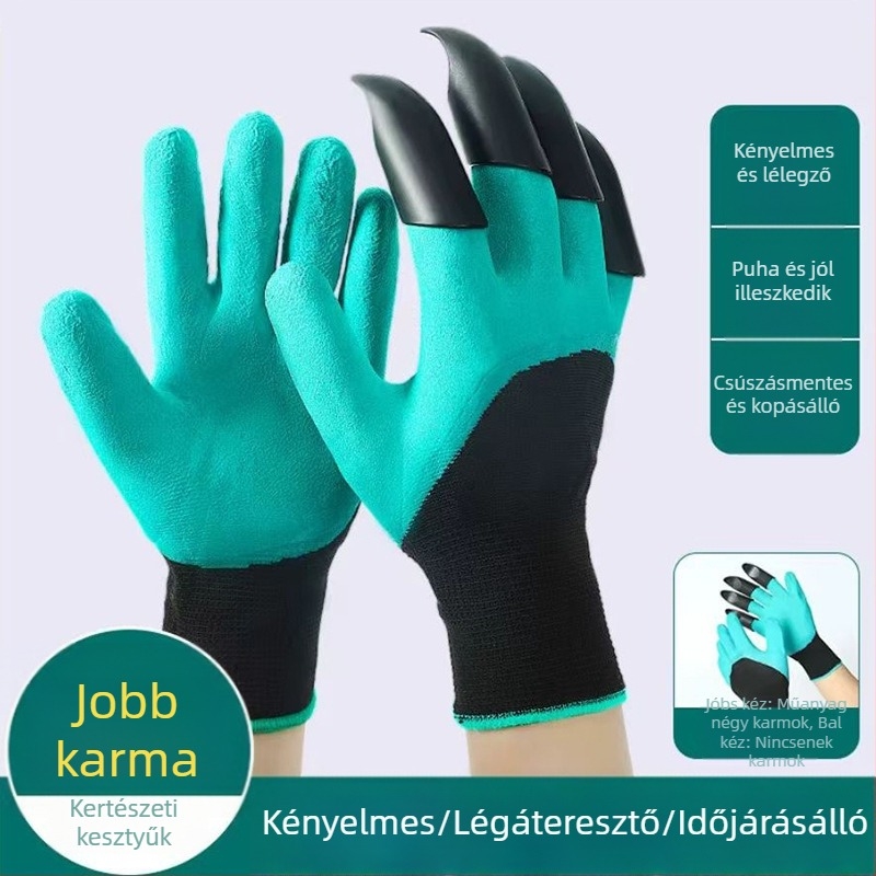 Kerti kesztyű karmokkal ültetéshez – One Size; Anyag: Egyéb; Alkalmas: Kertészkedés, Tengerpart